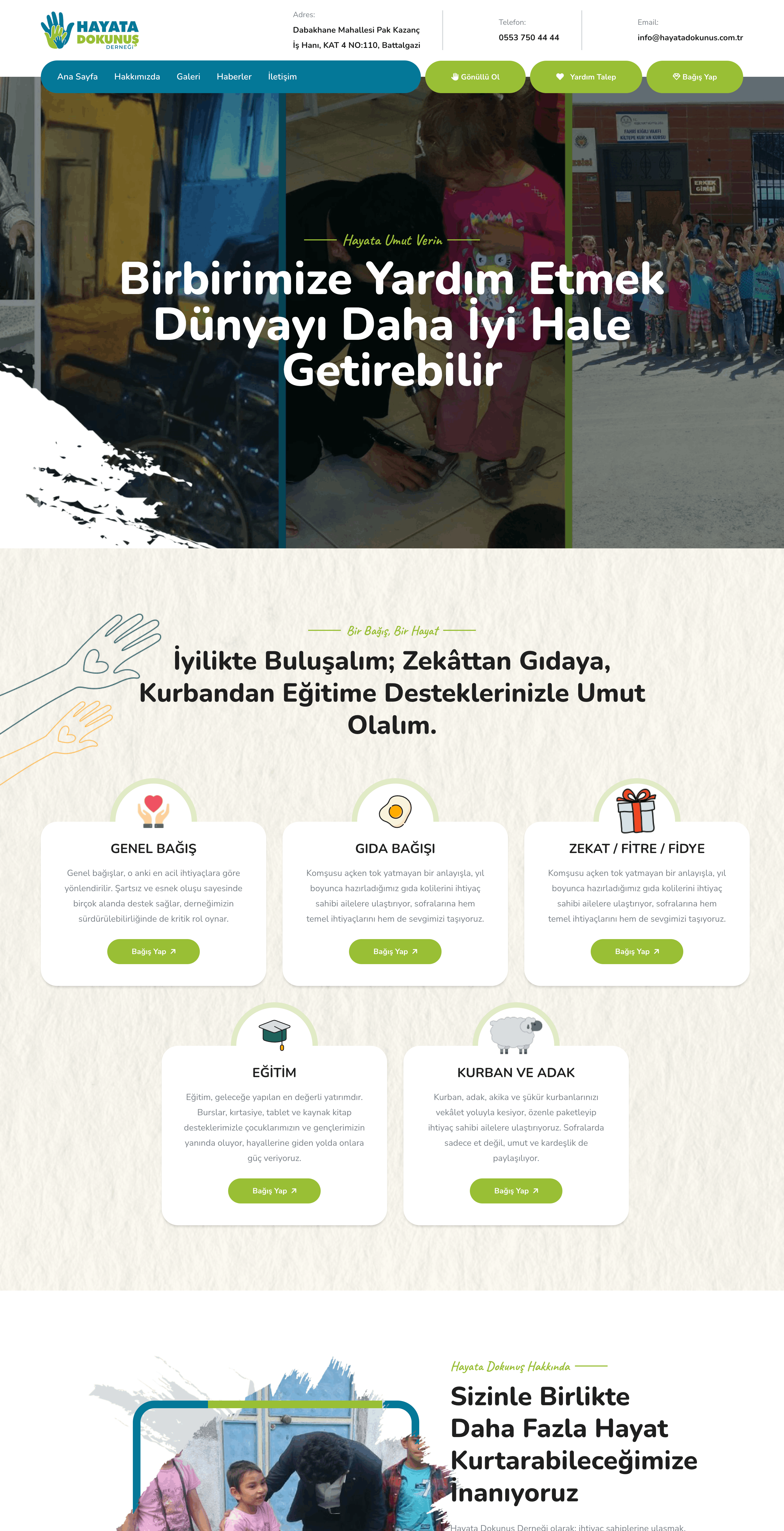 Hayata Dokunuş Derneği Web Sitesi